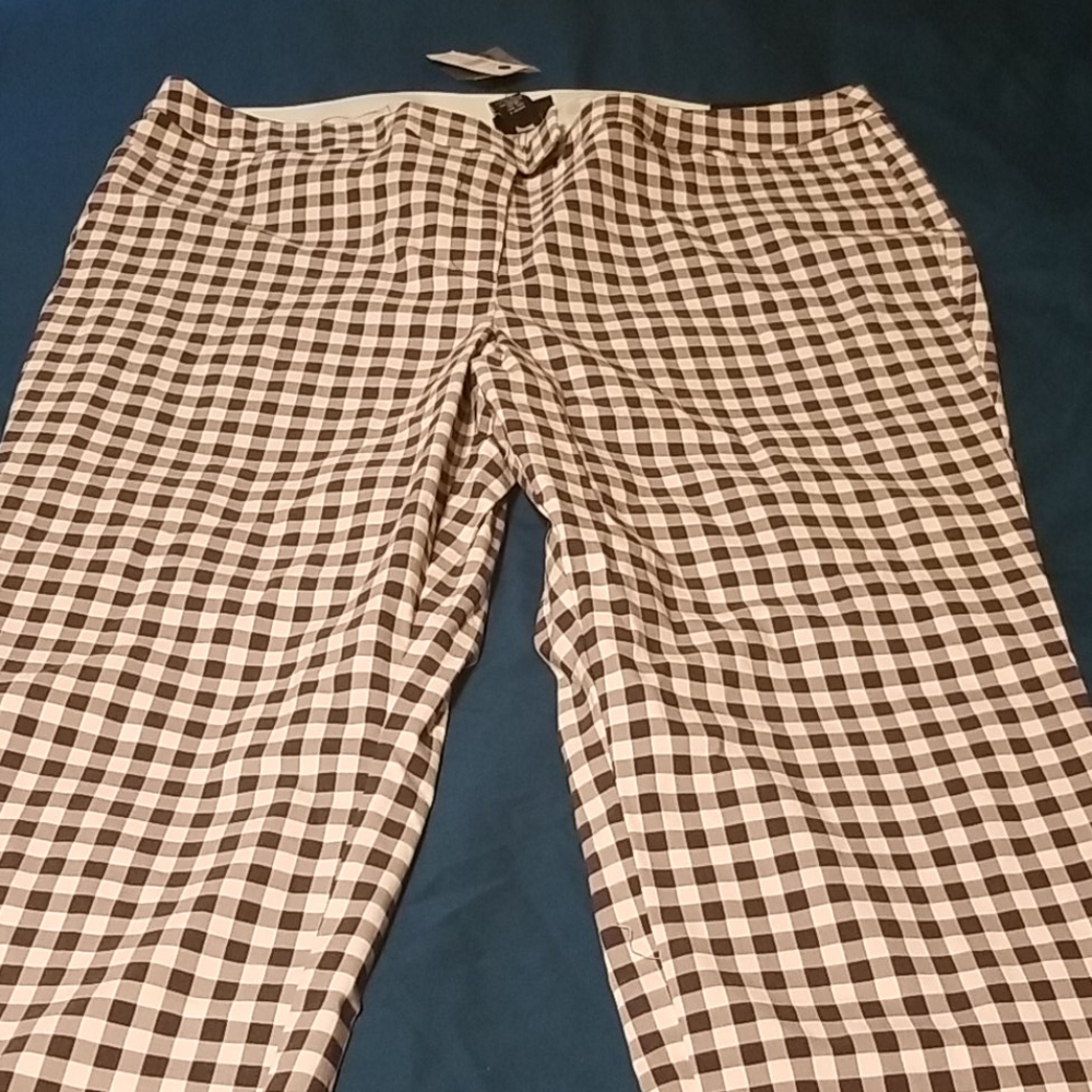 Gray, Black and white Checkered Ankle pants
